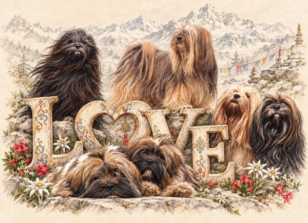 LOVE - Heritage Collection | Lhasa Apso Glas-Schneidebrett